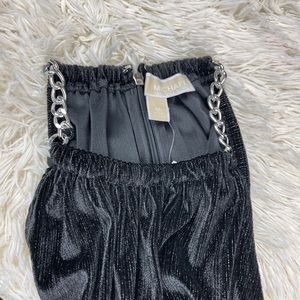 NWT Michael Kors Black Velvet Gold Glitter Sleeveless High Neck Dress - Size M